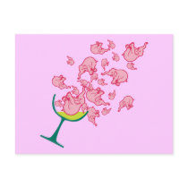 Pink Elephants Postcard