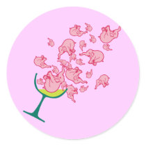 Pink Elephants Round Sticker