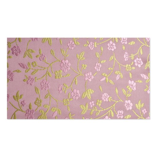 Pink Embroidered Flowers Business Card Templates (front side)