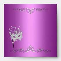 Pink Envelope Silver White Mask Masquerade envelopes