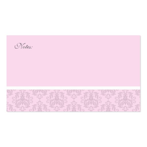 Pink European Elegance Mommy Cards Business Cards (back side)