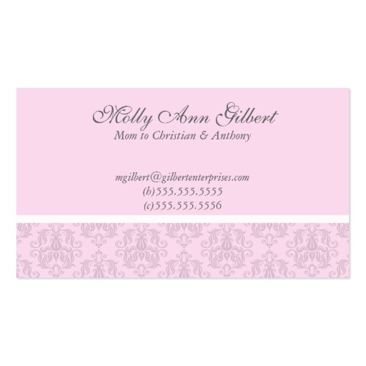 Pink European Elegance Mommy Cards Business Cards