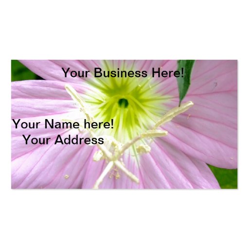 Pink evening primrose wild flower business card templates (front side)