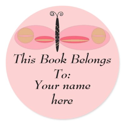 Pink Eyed Butterfly, Book Plates Stickers by SeaAngel
