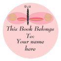 Pink Eyed Butterfly, Book Plates stickers by SeaAngel Pink Eyed Butterfly, Book Plates stickers