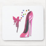 Pink Fairy and Stiletto Shoe Art Mouse Pads