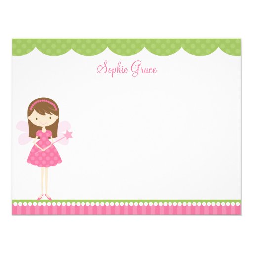 Pink Fairy Flat Note Card Announcements