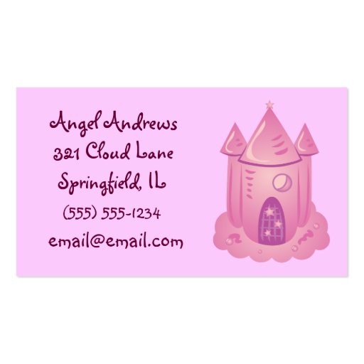 Pink Fairytale Castle Business Cards