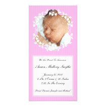 Pink Fancy Girl New Baby Photo Card photo cards