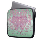 Pink Fantasy Faux Diamond Green Frosted  Sleeve Laptop Computer Sleeve
