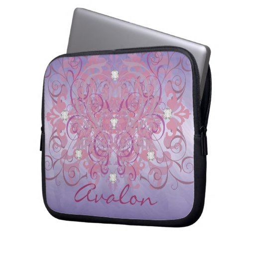 Pink Fantasy Faux Diamond Purple Frosted  Sleeve Computer Sleeves