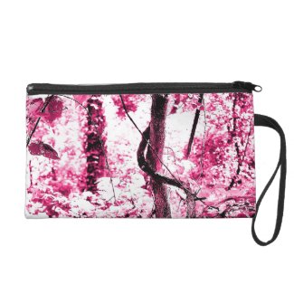 Pink Fantasy Forest Artsy Photo Wristlet Bag
