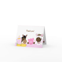 Pink Farm Babies Folded Thank you notes Card