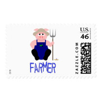 Pink Farmer Pig Blue Farmer stamps