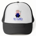 Pink Farmer Pig Blue Pig Farmer hats by animalacres Pink Farmer Pig Blue Pig Farmer hats
