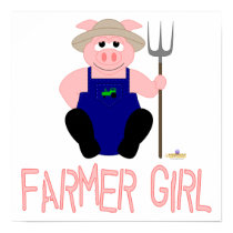 Pink Farmer Pig Pink Farmer Girl posters