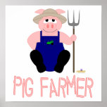 Pink Farmer Pig Pink Pig Farmer Posters