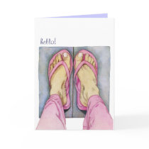 Pink Feet Hello Card
