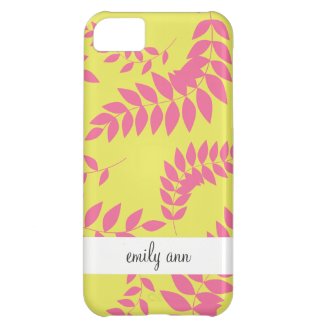 Pink Ferns on Apple Green Pattern iPhone 5C Cases