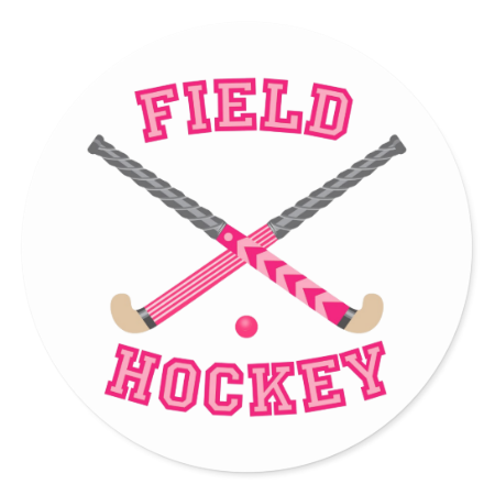 Pink Field Hockey Logo Classic Round Sticker