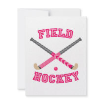 Pink Field Hockey Logo Personalized Announcement