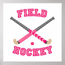 Pink Field Hockey Logo posters