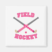 Pink Field Hockey Logo Refrigerator Magnet