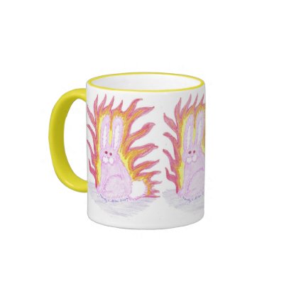 Pink Fire Bunny, Pink Fire Bunny, Pink Fire Bunny Coffee Mugs by eelkat