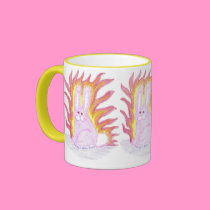 Pink Fire Bunny, Pink Fire Bunny, Pink Fire Bunny mugs by eelkat Pink Fire Bunny, Pink Fire Bunny, Pink Fire Bunny mugs