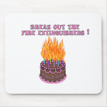 Pink Fire Extinguishers Birthday Cake mousepads