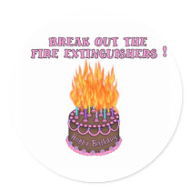 Pink Fire Extinguishers Birthday Cake stickers