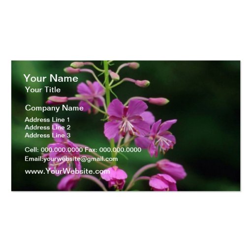 Pink Fireweed flowers Business Card Templates (front side)