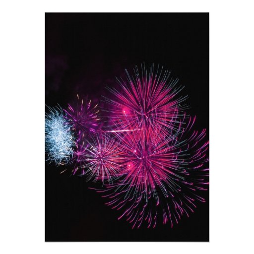 Pink Fireworks Retirement Party Invitation