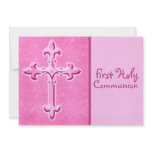 Pink First Holy Communion Invitation