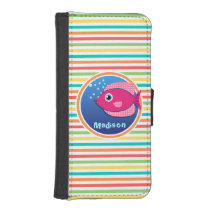 Pink Fish; Bright Rainbow Stripes iPhone 5 Wallets at Zazzle