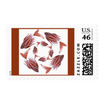 Pink Fish Circling postage