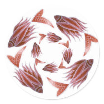 Pink Fish Circling stickers