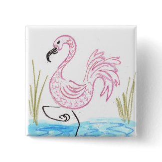Pink Flamingo #13 button