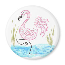 Pink Flamingo 13 magnets by pidgiefund Pink Flamingo 13 magnets