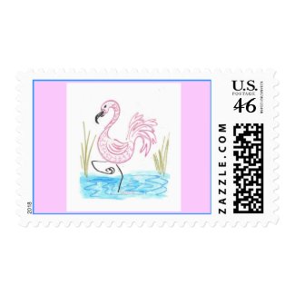 Pink Flamingo 13 stamp