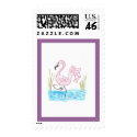 Pink Flamingo 13 wide boarder postage