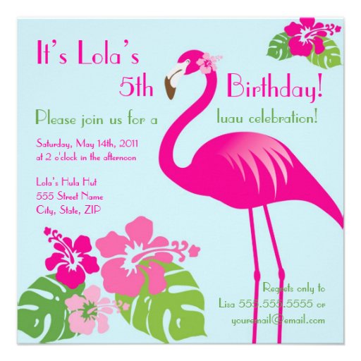 Pink Flamingo Birthday Invitation (front side)
