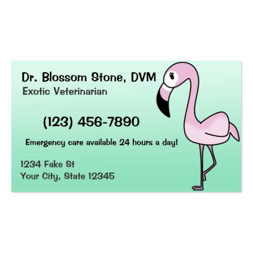 Pink Flamingo Business Cards (Teal) (front side)