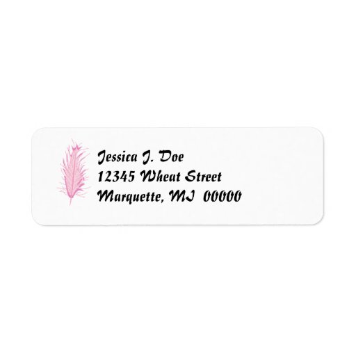 pink-flamingo-feather-quill-return-address-labels-zazzle