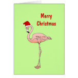 Pink Flamingo Florida Greetings Christmas Card