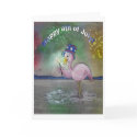 Pink Flamingo Happy 4th of July Greeting Card