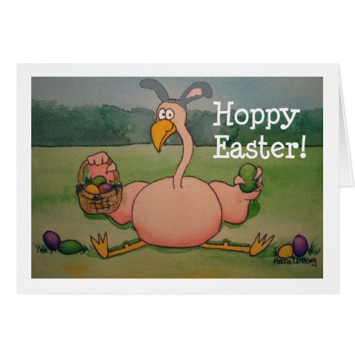 Pink Flamingo Happy Easter Funny Humor Card
