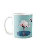 Pink Flamingo in Blue Pool of Water mugs