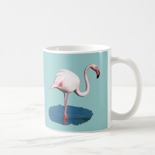 Pink Flamingo in Blue Pool of Water Mug