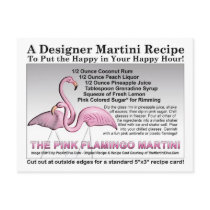 Pink Flamingo Martini Recipe Card Postcard